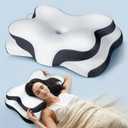 Osteo Sustained Cervical Health Neck Pillow, Contour Zoned Design Ergonomic Pillow for Pain Relief, No-Temperature Affected Memory Foam Pillows, Cooling Pillow Support Side, Back, Stomach Sleeper (Dark Gray)