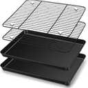 TeamFar Baking Sheet with Rack Set, 16 x 12 x 1 Nonstick Cookie Baking Pan Tray with Cooling Rack, for Baking/Roasting/Cooling, Healthy & Heavy-Duty, Easy Clean, Set of 4