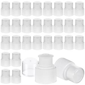 30 Pieces Plastic Push Pull Replacement Caps 28 mm Twisted Sport Bottle Lid Reusable Water Bottle Cap Non Spill Screw Tops for Water Soda, White