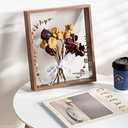 JOSON Wooden Dried Flower Photo Frame Dried Flower Display Stand Decorative Floating Photo Frame (brown-8x12)