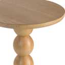 dwellington Small Round Wooden Side Table with Stacked Ball Pedestal Base, 12.4 X17.32 Accent Nightstand for Living Room, Bedroom, Corners (Natural)