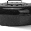 15.4 Roasting Pan With Lid, Oval Roaster Pan, Medium Roasting Pan For 10 Lb Turkey, Chicken, Lamb, Vegetables, Casserole, Lasagnaa