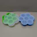 GOKCEN's Silicone Egg Bite Molds [2 Pack] Instant Pot Accessories - Total 14 Cups Muffin Pan for Baking - Food Freezer Tray with Lid - Reusable Storage Container (Blue & Green - Egg Bite Mold)
