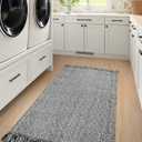 Collive Washable Area Rug 3' x 5', Modern Woven Kitchen Rugs, Grey/Cream Braided Cotton Rug Indoor Door Mat Throw Carpet for Entryway Living Room Nursery Mudroom Laundry Room