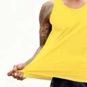 EKLENTSON Men's Workout Tank Top Summer Quick Dry Gym Shirts Muscle Sleeveless Cotton Shirt Moisture Wicking Beach (Yellow, M)