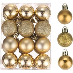 MECCANIXITY Christmas Ball Ornaments Christmas Tree Decorations Balls Gold 1.6"/4CM for Party Decoration Wedding Holiday Christmas Decor 24Pcs