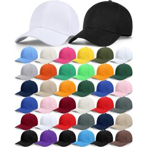 Foaincore 36 Pack Blank Baseball Cap Bulk Adjustable Back Strap Sublimation Hats Plain Unisex Trucker Hat for Men Women (One Size, Colorful)