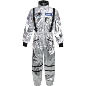 Women's Astronaut Costume Adult Spaceman Coverall Flight Jumpsuit Halloween Cosplay Dress Up Party (Large)
