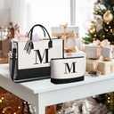 BAGAIL Personalized Initial Tote Bag,Birthday Gifts for Women, Monogrammed Beach Bag for Mom, Teachers, Friends