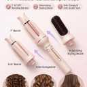 Auto Hair Curler, 3-in-1 Automatic Curling Iron & Brush Set, 1" & 1.25" Interchangeable Rotating Barrels, Anti-Scald & Anti-Tangle Wand for Hair Styling, Auto Shut-Off, Dual Voltage, Pink