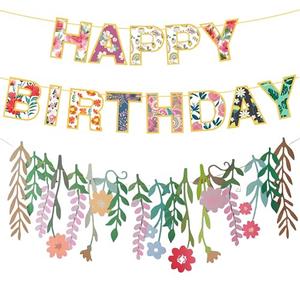 Wildflower Floral Happy Birthday Decorations Banners,Floral Flower Theme Birthday decorations Banners Spring Happy Birthday Decorations for Women Flowers
