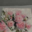 Evlaschin Vintage Rose Flower Pillow Covers Set of 2, 18"x18" Pink Blooming Floral Bee Decorative Throw Pillowcases, Retro Cotton Square Cushion Cover for Sofa Couch Patio Indoor Outdoor