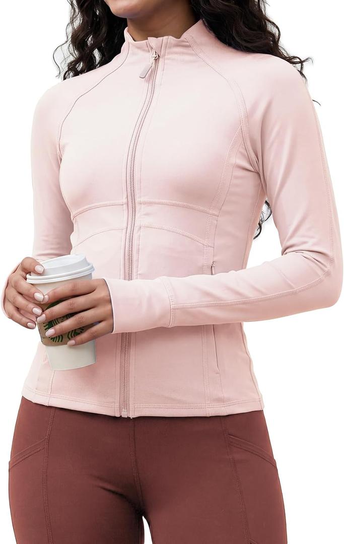 Waitfairy Zip Up Jackets for Women Yoga Gym Running Workout (Pink, M)