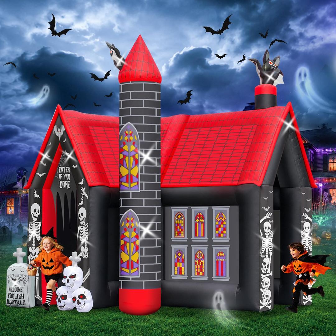Kalolary 10FT Halloween Inflatable Archway,L-Shape Haunted House Inflatable