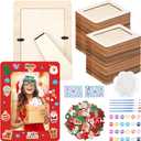 Fovths 24 Packs Christmas Picture Frame Craft Kit Wooden Photo Frames Painting Set with 150 Foam Stickers Rhinestone Paint and Brushes Holiday Gifts Arts & Craft Activity Supplies