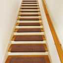 PURE ERA Bullnose Carpet Stair Treads for Wooden Steps Indoor Brown, 30 x 9.5 Inch, 14