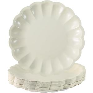 BHHQHH 50Pcs Disposable Scalloped Paper Plates Shell Edge Dinner Paper Plates for Wedding Baby Shower Birthday Party Bridal Party Supplies(9 Inch)