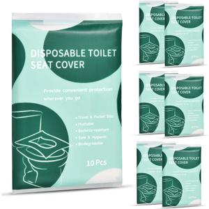 KISEER 60 Pcs Disposable Flushable Paper Toilet Seat Covers Travel Supplies Essentials for Airplane, Public Restrooms, Bathroom, Hotels, Camping, Kids or Adults