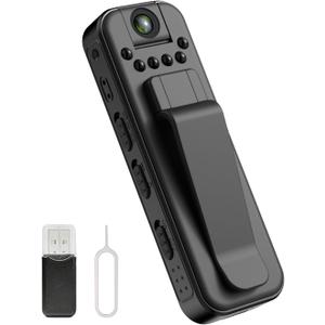 Ahheyie Mini Body Camera with Night Vision, 1080P Visible Wearable Back Clip Bodycam, 180° Rotatable Lens Portable Camcorder for Office, Guard, Travel