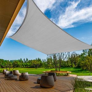 KANAGAWA Sun Shade Sail Curved 20'X26' Grey Rectangle Outdoor Shade Cover UV Blovk Canopy for Patio Garden Backyard Heavy Duty Permeable 185GSM (We Make Custom Size) (Gray)