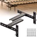 2 Pack Solid Steel Headboard Brackets for Metal Bed Frame Adjustable Bed Brackets for Headboard with Footboard Extension Kit Fit Twin/Full/Queen/King (Black)