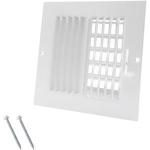 6 x 6 Inch [Duct Opening] Air Vent Covers for Wall or Ceiling - High Airflow 2 Way Steel Ventilation - Adjustable Wall/Ceiling Register, 7-3/4 Inch x 7-3/4 Inch [Overall Dimensions]