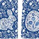 Artoid Mode Blue Porcelain Bunny Egg Easter Kitchen Towels Dish Towels, 18x26 Inch Spring Farmhouse Flowers Decoration Hand Towels Set of 2