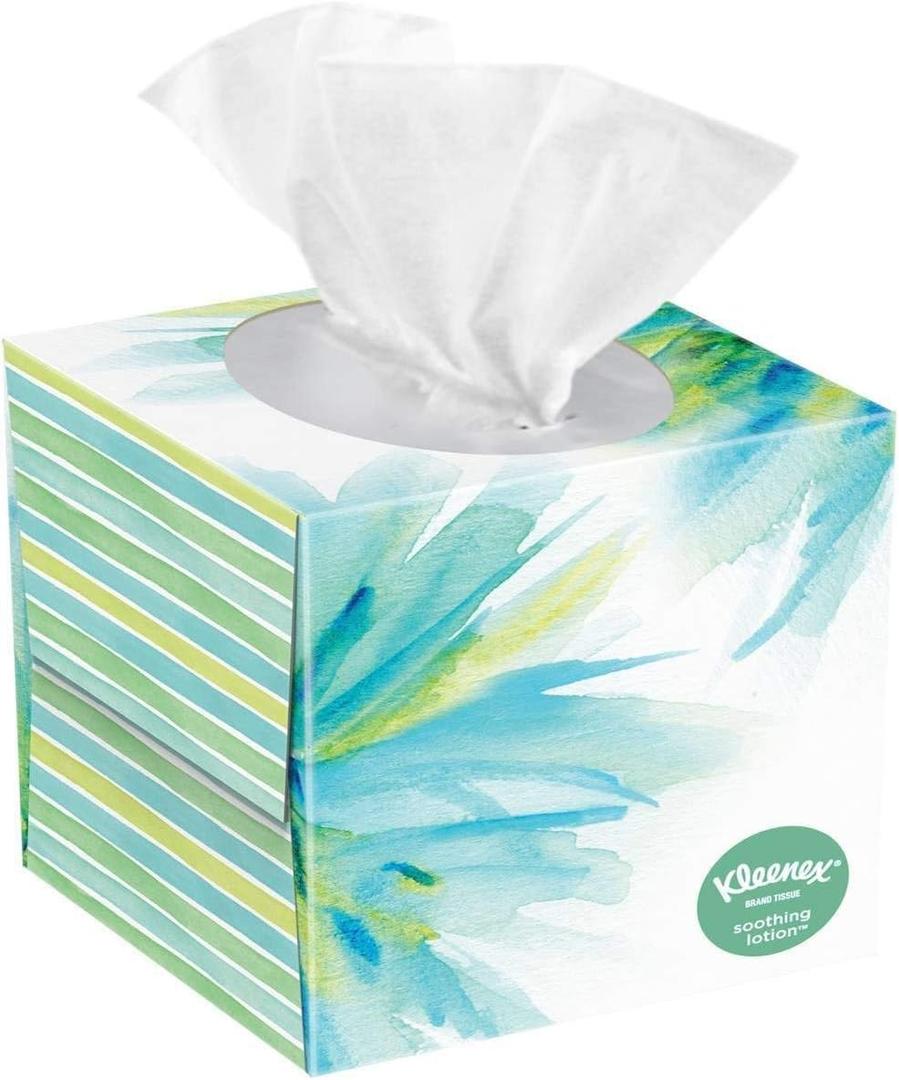 Kleenex Soothing Lotion Facial Tissues with Coconut Oil, Aloe & Vitamin E, 1 Flat Box, 120 Tissues per Box, 3-Ply (120 Total Tissues), 10 Pack