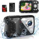 4K Waterproof Digital Camera with 32GB Card Underwater Digital Camera for Kids Point and Shoot Camera for Teens Students Boys Girls
