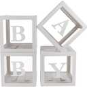 Sooyee Frame, Picture Frame - Boxes with Letters for Baby Shower, 11.8x11.8x11.8 inches, White, Set of 4