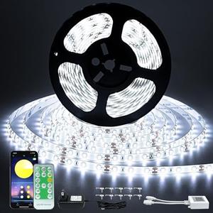 GUOTONG 16.4ft Tunable White Led Strip Lights kit Dimmable 3000K-6000K, Waterproof Led Lights for Home Party House Kitchen Stair Living Room Ceiling (Daylight Warm White) Outdoor/Indoor