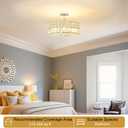 Lxybcce Crystal Ceiling Light Fixture, Modern Chrome Ceiling Light Chandelier, Semi Flush Mount Chandelier Lighting Fixture for Kitchen Entryway Living Room Dining Room, 5-Light, 16 Inch