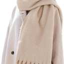 Wander Agio Cashmere Feel Scarf Long Pashmina Shawls and Wraps for Women Large Blanket Scarves Solid Apricot 
