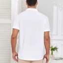 Men's Short Sleeve Button Down Shirt Cuban Collar Anti-Wrinkle Shirt Casual Summer Beach Shirt (Large, White)