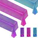 Purple & Blue & Fuchsia Red Holographic Tablecloth 40" x 108" Party Decoration Valentine's Day Birthday Party Table Decor Iridescence Plastic Table Cloth for Halloween Bachelorette Supplies