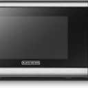 BLACK+DECKER EM720CB7 Digital Microwave Oven with Turntable Push-Button Door, Child Safety Lock, 700W, Stainless Steel, 0.7 Cu.ft