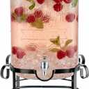 Style Setter Beverage Dispenser Cold Drink Dispenser w/ 3-Gallon Capacity Glass Jug, Metal Stand & Leak-Proof Acrylic Spigot Great for Parties, Weddings & More