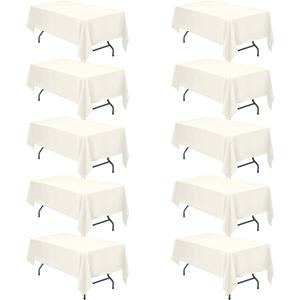 BRILLMAX 10 Pack Ivory Tablecloths for 6 Foot Rectangle Tables 60 x 102 Inch - 6ft Rectangular Bulk Linen Polyester Fabric Washable Cloth Cover for Wedding Reception Banquet Birthday Party (60x102 In, 10 Pack)