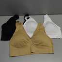 Vermilion Bird Women's 3 Pack Seamless Comfortable Sports Bra with Removable Pads L/Shirt Size 10,12 Black &White &Nude