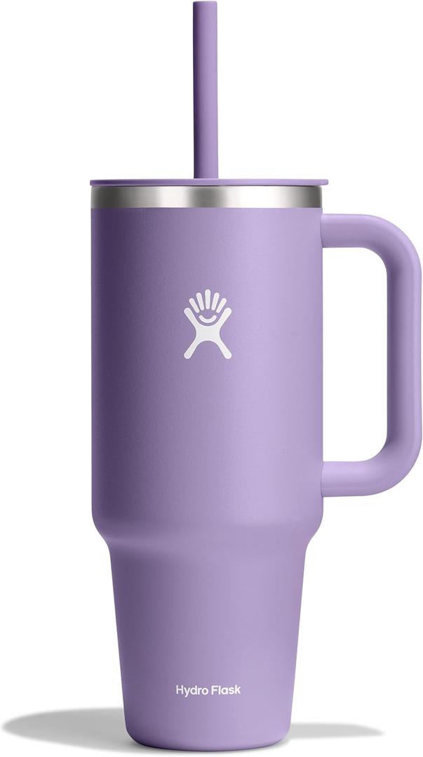 Hydro Flask Travel Tumbler with Handle, Lid and Straw - Insulated Stainless Steel in 40 Oz Moonshadow