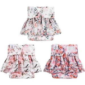 CuteBone Female Dog Diapers with Skirts 3 Pack Reusable Puppy Dresses Pants for Heat Cycle Period, Size: XS