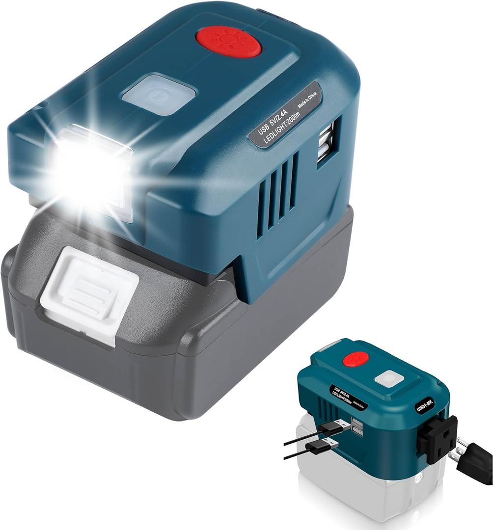 150W Battery Inverter for Makita 18V Battery, OGJUNX Inverter DC 18V to AC 110V with 2 USB Ports & 1 AC Outlet & LED Light, Portable Station Generator for Camping, Hiking, Fishing