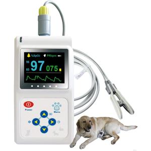 CONTEC Veterinary Handheld CMS60D-Vet Pulse Tester Pulse Oxygen Saturation and Pulse Rate Tongue Probe Pets/Animals/cat/Dog with PC Software
