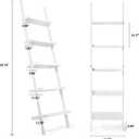 Ladder Shelf 5-Tier Bookshelf – Storage Rack Shelves Wall Leaning Shelf,White Freestanding Plant Flower Stand, Corner Display Bookcase, 13.78d X 16.92w X 65.74h in