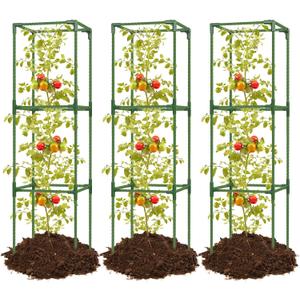 joyhalo 3 Pack Tomato Cage for Garden, 47 Inch Heavy-Duty Tomato Trellis, Height Adjustable Garden Trellis for Climbing Plants Vegetables Flowers Cucumber Peony (Dark Green)