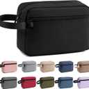 Travel Toiletry Bag, Small Cosmetic Bag, Hanging Water-Resistant Organizer for Men & Women, Ideal for Makeup, Shaving Kit, Gym Essentials & Travel Accessories (Black)