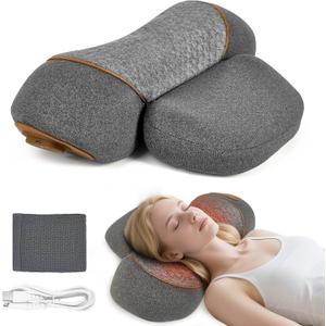 Neck Pillow - 3 in 1 Neck Pillow, Travel Neck Massage Pillow for Shoulder Pain Relief, Deep Tissue Pain with Heat and Traction, Neck Hump Corrector for Women (Gray)