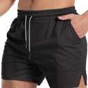Aolesy Men's Gym Workout Shorts 5" Lightweight Bodybuilding Athletic Shorts Running Training with Zip Pockets & Towel Loop (Large)