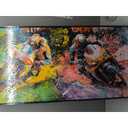 Large Framed Canvas Wall Art - 24x48 IN Marine Animal Painting Wall Decor, Blue White Gold Whale Picture, Modern Art Prints for Living Room Bedroom Bathroom Home Decoration