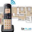 Panasonic Compact Cordless Phone with DECT 6.0, 1.6" Amber LCD and Illuminated HS Keypad, Call Block, Caller ID, Multiple Display Languages - 2 Handset - KX-TGB812S (Black/Silver)